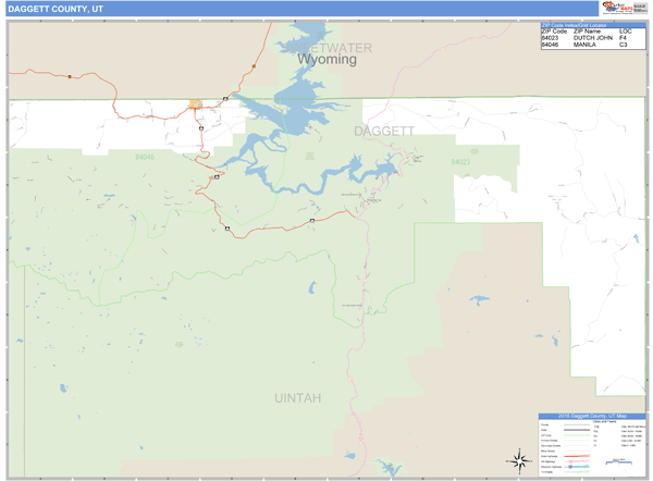 Daggett County, Utah Zip Code Wall Map Market Maps (IDI)