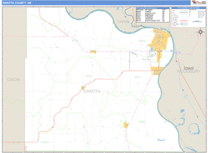 Dakota County, Nebraska Zip Code Wall Map