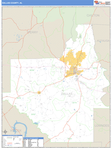 Dallas County, Alabama Zip Code Wall Map