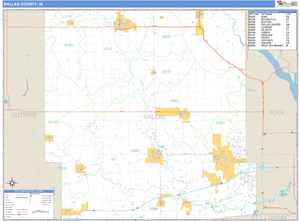 Dallas County, Iowa Zip Code Wall Map