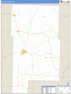 Dallas County, Missouri Zip Code Wall Map