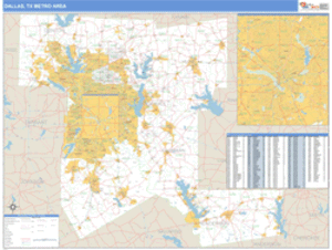 Dallas, Texas Metro Area Wall Map