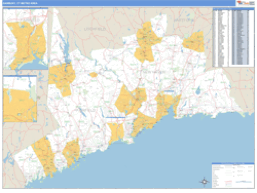 Danbury, Connecticut Metro Area Wall Map Market Maps (IDI)