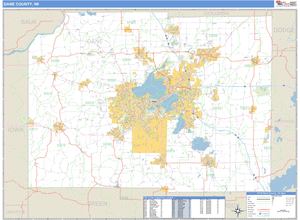 Dane County, Wisconsin Zip Code Wall Map