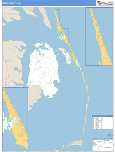 Dare County, North Carolina Zip Code Wall Map