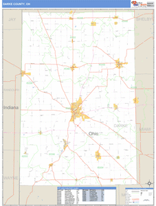 Darke County, Ohio Zip Code Wall Map