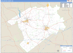 Darlington County, South Carolina Zip Code Wall Map