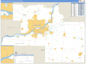 Davenport-Moline-Rock Island, Iowa Metro Area Wall Map