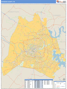 Davidson County, Tennessee Zip Code Wall Map