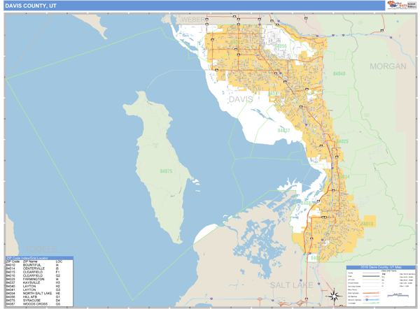 Davis County, Utah Zip Code Wall Map Market Maps (IDI)