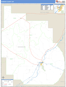 Dawson County, Montana Zip Code Wall Map