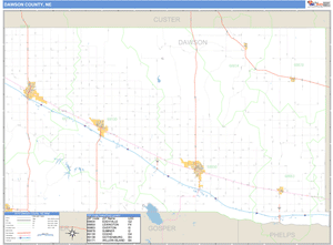 Dawson County, Nebraska Zip Code Wall Map