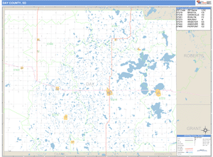 Day County, South Dakota Zip Code Wall Map