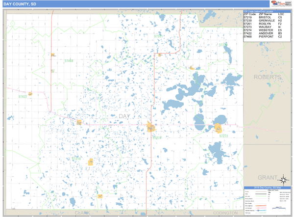 Day County, South Dakota Zip Code Wall Map Market Maps (IDI)