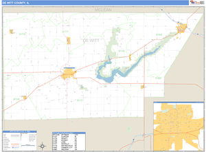 De Witt County, Illinois Zip Code Wall Map