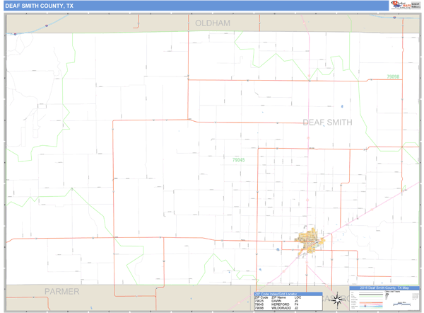 Deaf Smith County, Texas Zip Code Wall Map Market Maps (IDI)