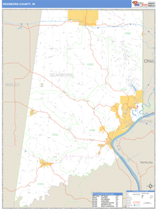Dearborn County, Indiana Zip Code Wall Map