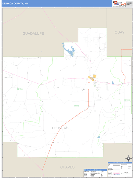 Debaca County, New Mexico Zip Code Wall Map Market Maps (IDI)