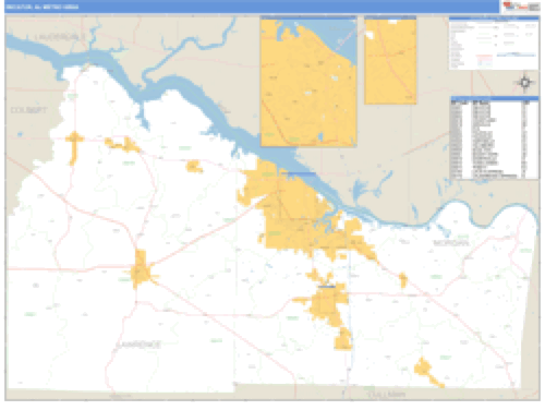 Decatur, Alabama Metro Area Wall Map Market Maps (IDI)