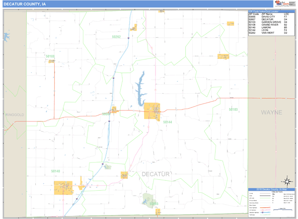 Decatur County, Iowa Zip Code Wall Map Market Maps (IDI)