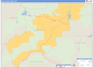 Deer Lodge County, Montana Zip Code Wall Map