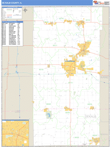 Dekalb County, Illinois Zip Code Wall Map