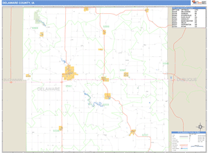 Delaware County, Iowa Zip Code Wall Map