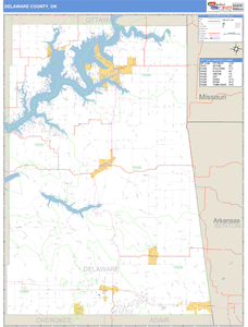 Delaware County, Oklahoma Zip Code Wall Map