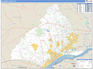 Delaware County, Pennsylvania Zip Code Wall Map