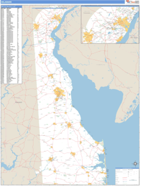 Delaware ZIP Code Wall Map Market Maps (IDI)