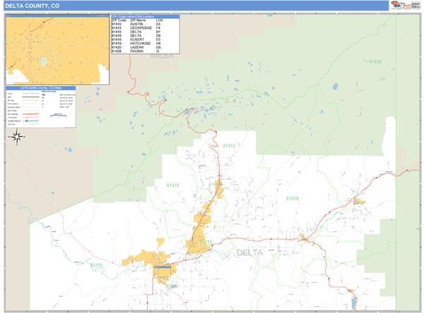 Delta County, Colorado Zip Code Wall Map Market Maps (IDI)
