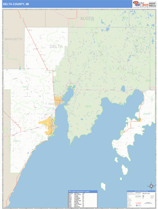Delta County, Michigan Zip Code Wall Map