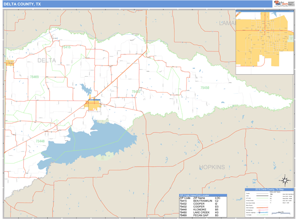 Delta County, Texas Zip Code Wall Map Market Maps (IDI)