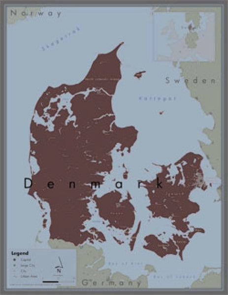 Denmark Wall Map by Ciao Fernandes Maps.com