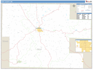 Dent County, Missouri Zip Code Wall Map