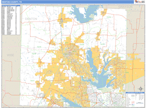 Denton County, Texas Zip Code Wall Map