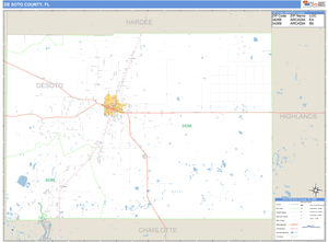 DeSoto County, Florida Zip Code Wall Map