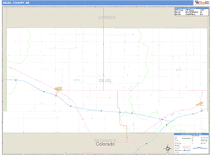 Deuel County, Nebraska Zip Code Wall Map