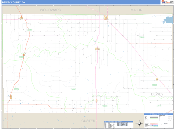 Dewey County, Oklahoma Zip Code Wall Map Market Maps (IDI)
