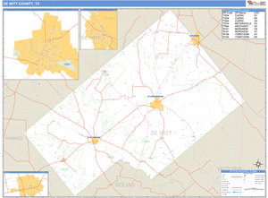 Dewitt County, Texas Zip Code Wall Map