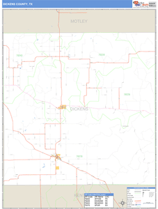 Dickens County, Texas Zip Code Wall Map