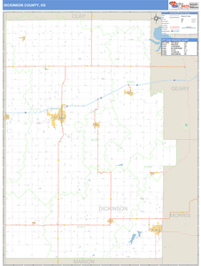 Dickinson County, Kansas Zip Code Wall Map