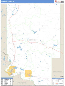 Dickinson County, Michigan Zip Code Wall Map