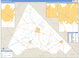 Dillon County, South Carolina Zip Code Wall Map
