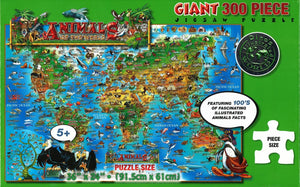 Dino's Animals of the World, 300 Piece Jigsaw Puzzle by Dino Maps