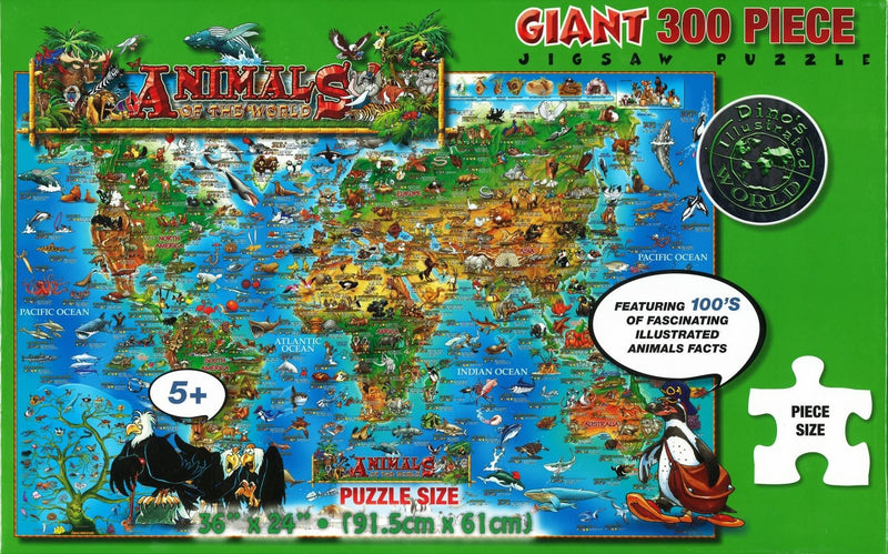 Dino's Animals of the World, 300 Piece Jigsaw Puzzle by Dino Maps Eastview