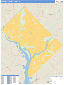 District of Columbia County ,Zip Code Wall Map