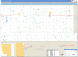 Divide County, North Dakota Zip Code Wall Map