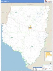 Dixie County, Florida Zip Code Wall Map