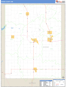Dodge County, Minnesota Zip Code Wall Map